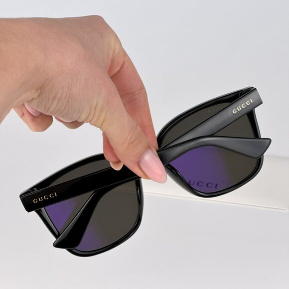 Gucci GG1346SK 002 BRAND NEW Sunglasses Black Brown Polarized Square Unisex - Picture 4 of 14